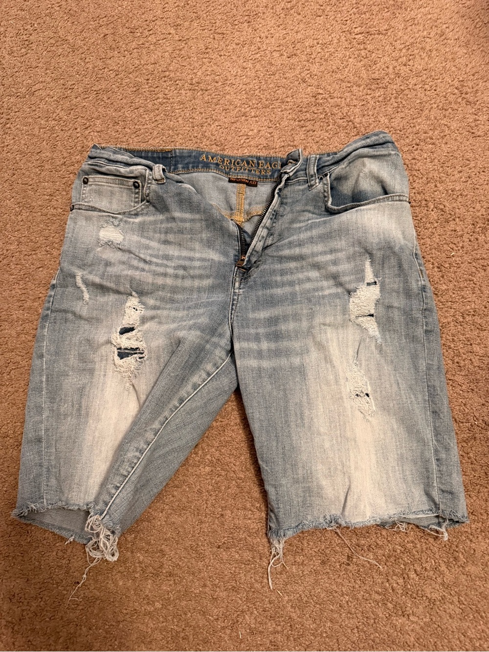 American Eagle Outfitters Light Blue Distressed Denim Bermuda Shorts
